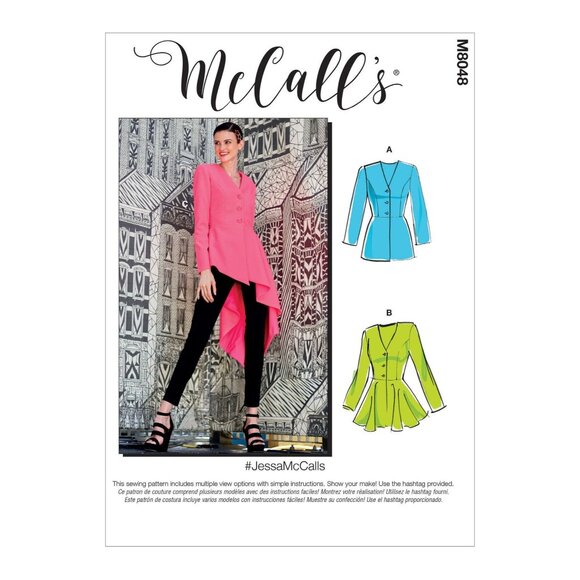 Misses Asymmetrical Hem Jacket Sewing Pattern M8048 McCalls Sizes 6-14 - Picture 1 of 8